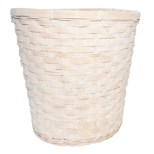 White Painted Pot Cover Basket W/ Sewn-In Liner 8"                    
