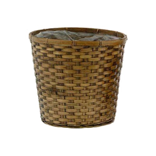 Brown Stained Bamboo Pot Cover Basket 10"                             